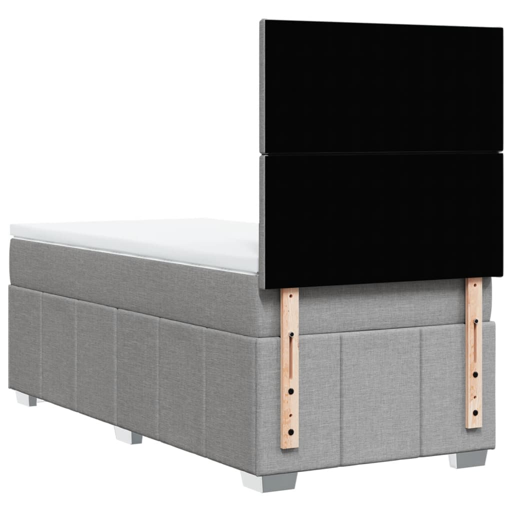 vidaXL Κρεβάτι Boxspring με Στρώμα Ανοιχτό Γκρι 90x200 εκ. Υφασμάτινο
