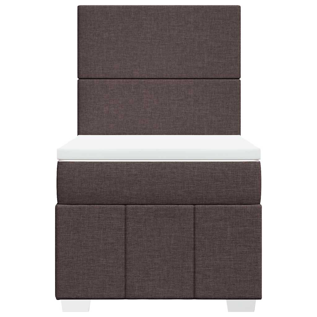 vidaXL Κρεβάτι Boxspring με Στρώμα Σκούρο Καφέ 90x200 εκ. Υφασμάτινο