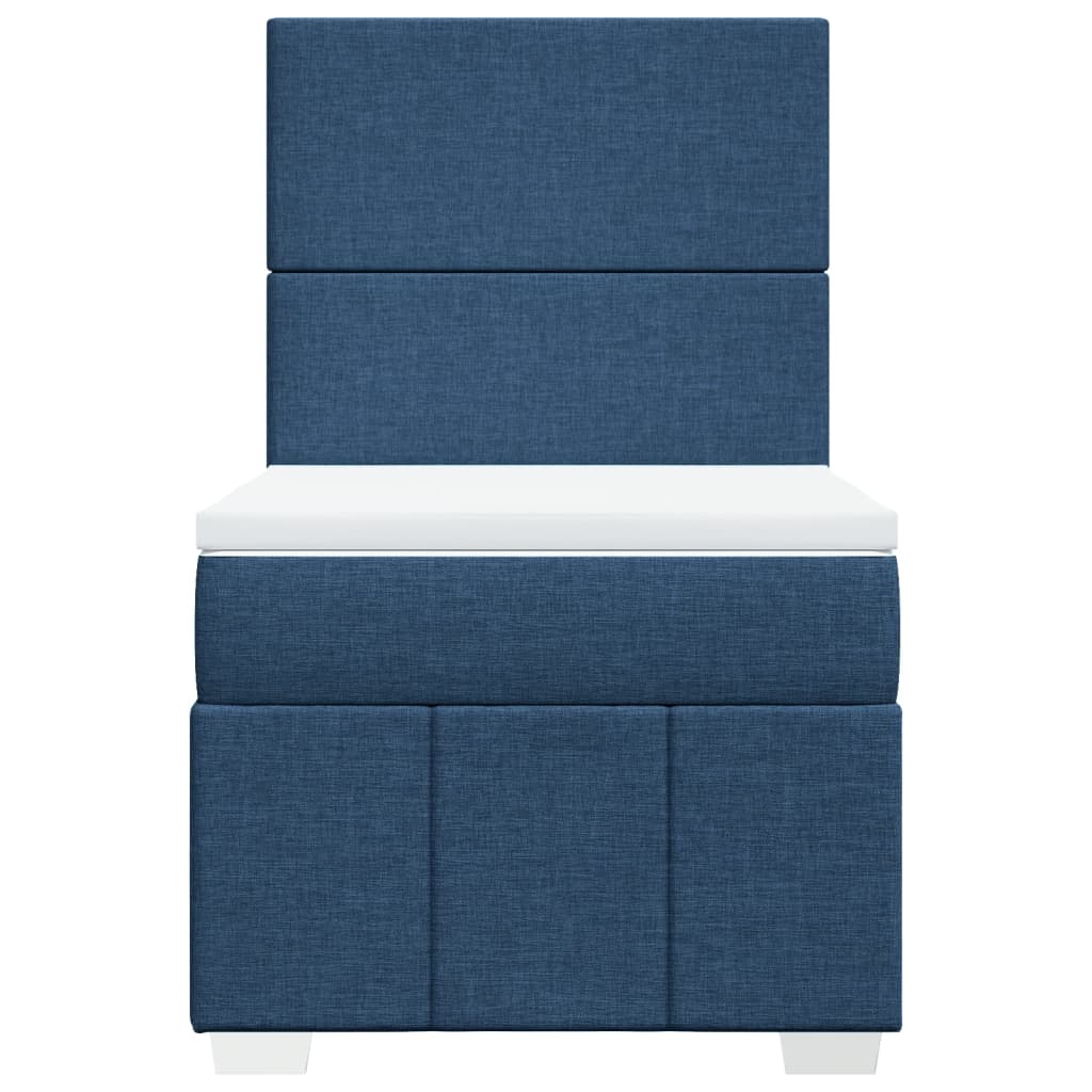 vidaXL Κρεβάτι Boxspring με Στρώμα Μπλε 90x200 εκ.Υφασμάτινο