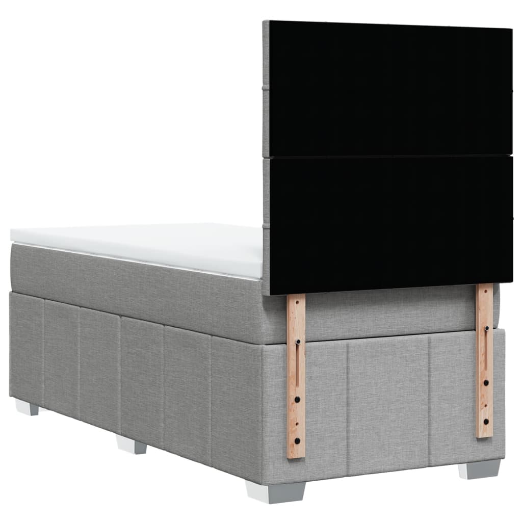 vidaXL Κρεβάτι Boxspring με Στρώμα Ανοιχτό Γκρι 90x200 εκ. Υφασμάτινο