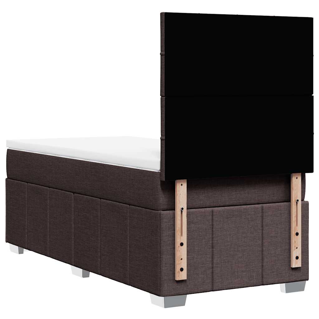 vidaXL Κρεβάτι Boxspring με Στρώμα Σκούρο Καφέ 90x200 εκ. Υφασμάτινο