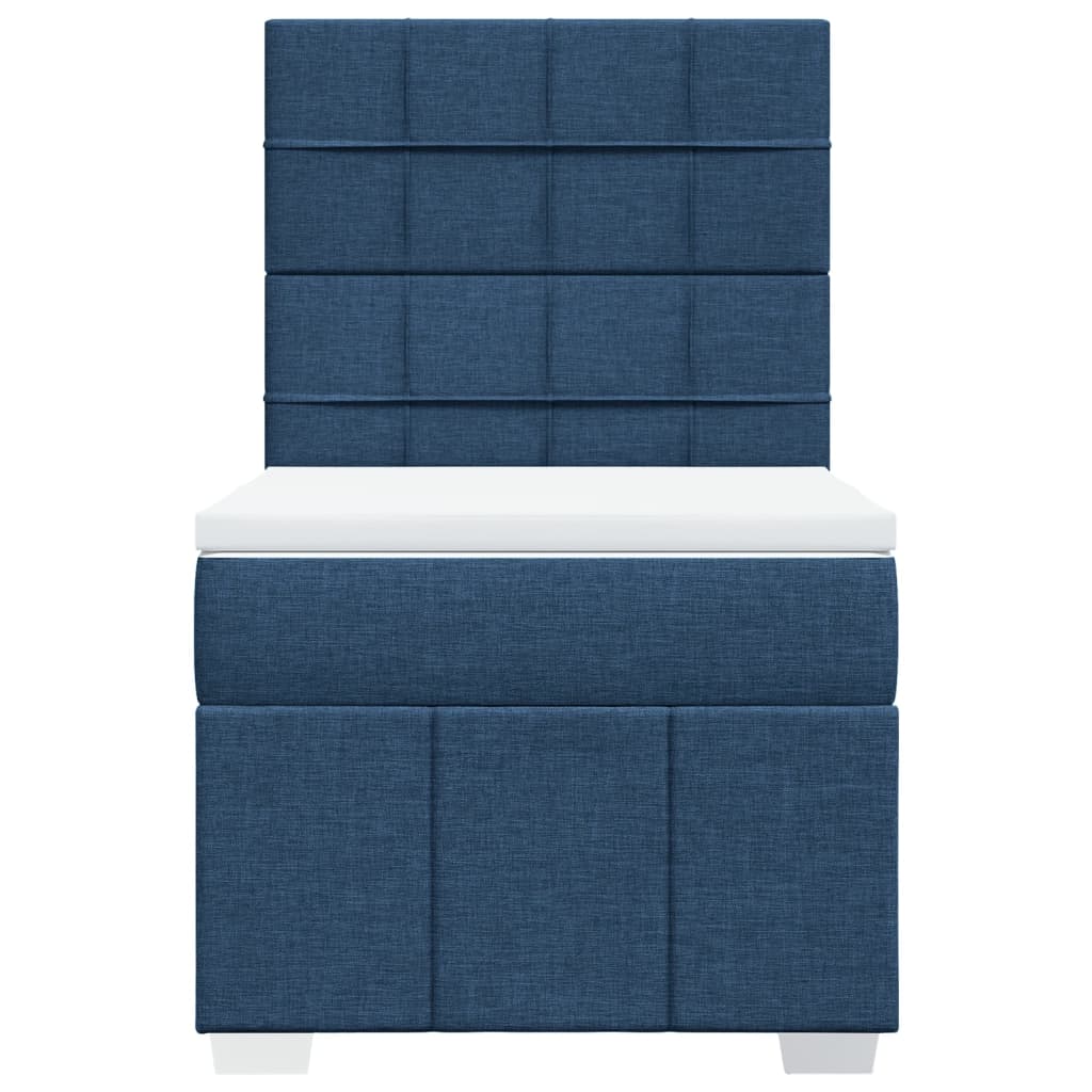 vidaXL Κρεβάτι Boxspring με Στρώμα Μπλε 90x200 εκ.Υφασμάτινο