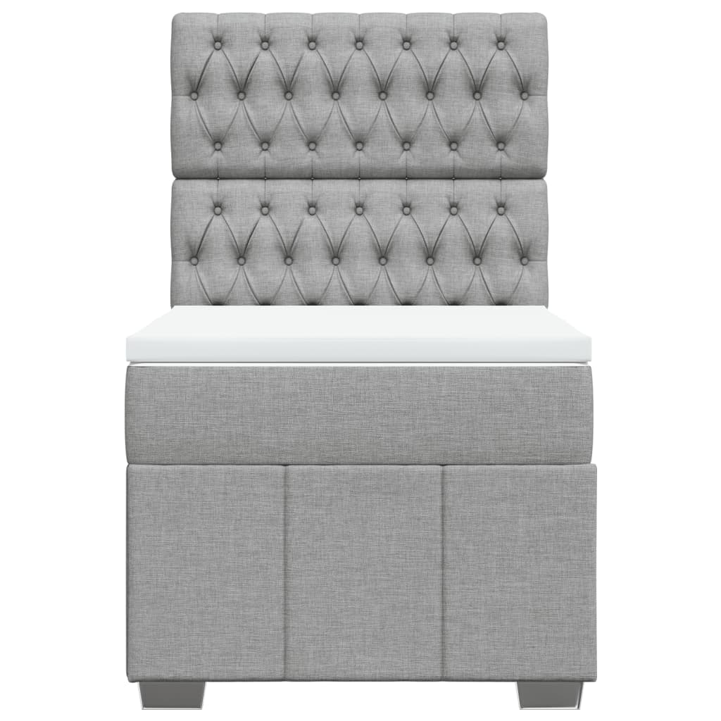 vidaXL Κρεβάτι Boxspring με Στρώμα Ανοιχτό Γκρι 90x200 εκ. Υφασμάτινο