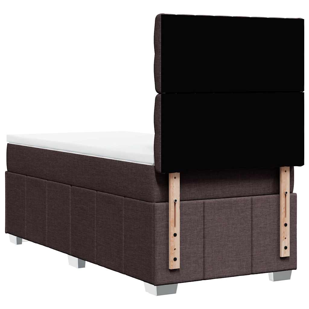 vidaXL Κρεβάτι Boxspring με Στρώμα Σκούρο Καφέ 90x200 εκ. Υφασμάτινο
