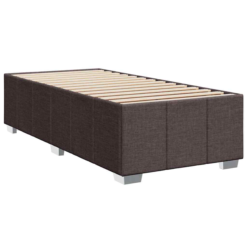 vidaXL Κρεβάτι Boxspring με Στρώμα Σκούρο Καφέ 90x200 εκ. Υφασμάτινο
