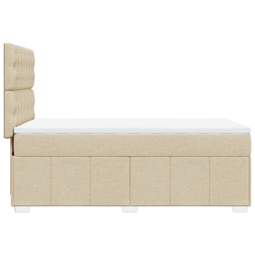 vidaXL Κρεβάτι Boxspring με Στρώμα Κρεμ 90x200 εκ.Υφασμάτινο
