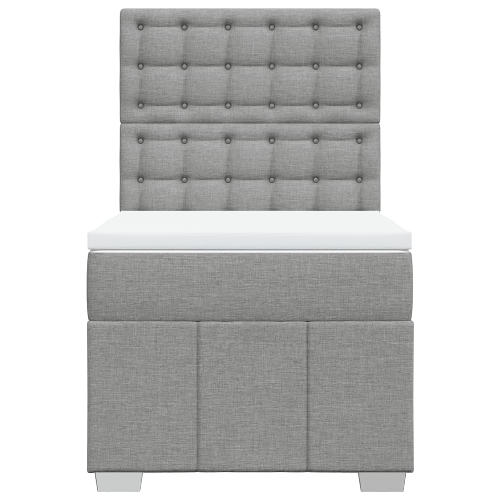 vidaXL Κρεβάτι Boxspring με Στρώμα Ανοιχτό Γκρι 90x200 εκ. Υφασμάτινο