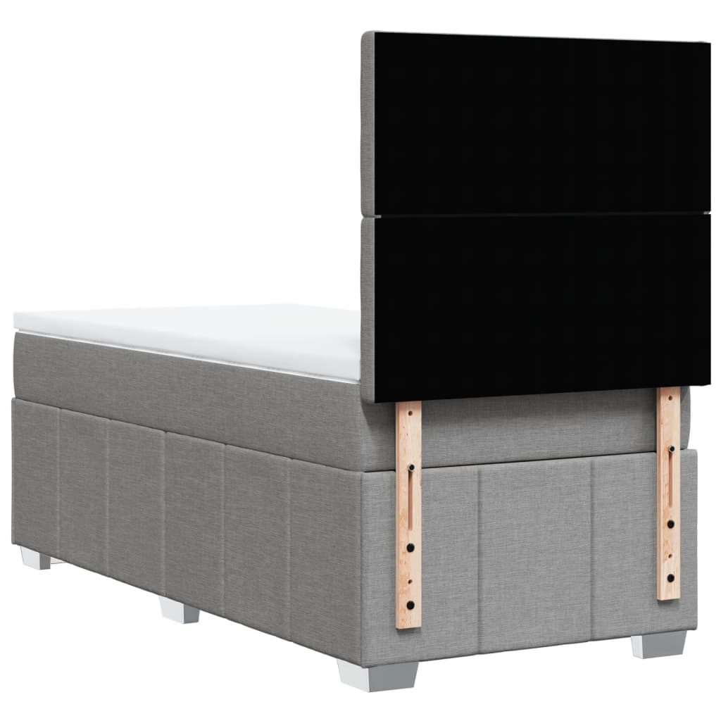 vidaXL Κρεβάτι Boxspring με Στρώμα Ανοιχτό Γκρι 90x200 εκ. Υφασμάτινο