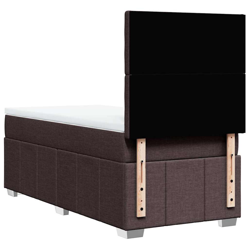 vidaXL Κρεβάτι Boxspring με Στρώμα Σκούρο Καφέ 90x200 εκ. Υφασμάτινο