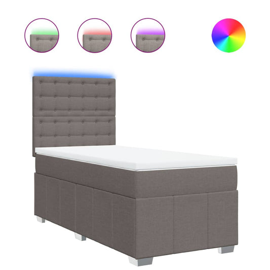 vidaXL Κρεβάτι Boxspring με Στρώμα Taupe 90x200 εκ. Υφασμάτινο