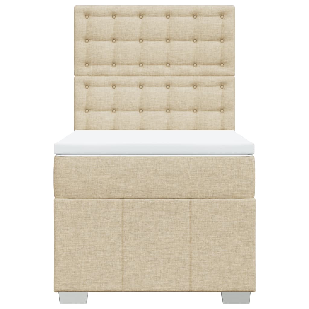 vidaXL Κρεβάτι Boxspring με Στρώμα Κρεμ 90x200 εκ.Υφασμάτινο