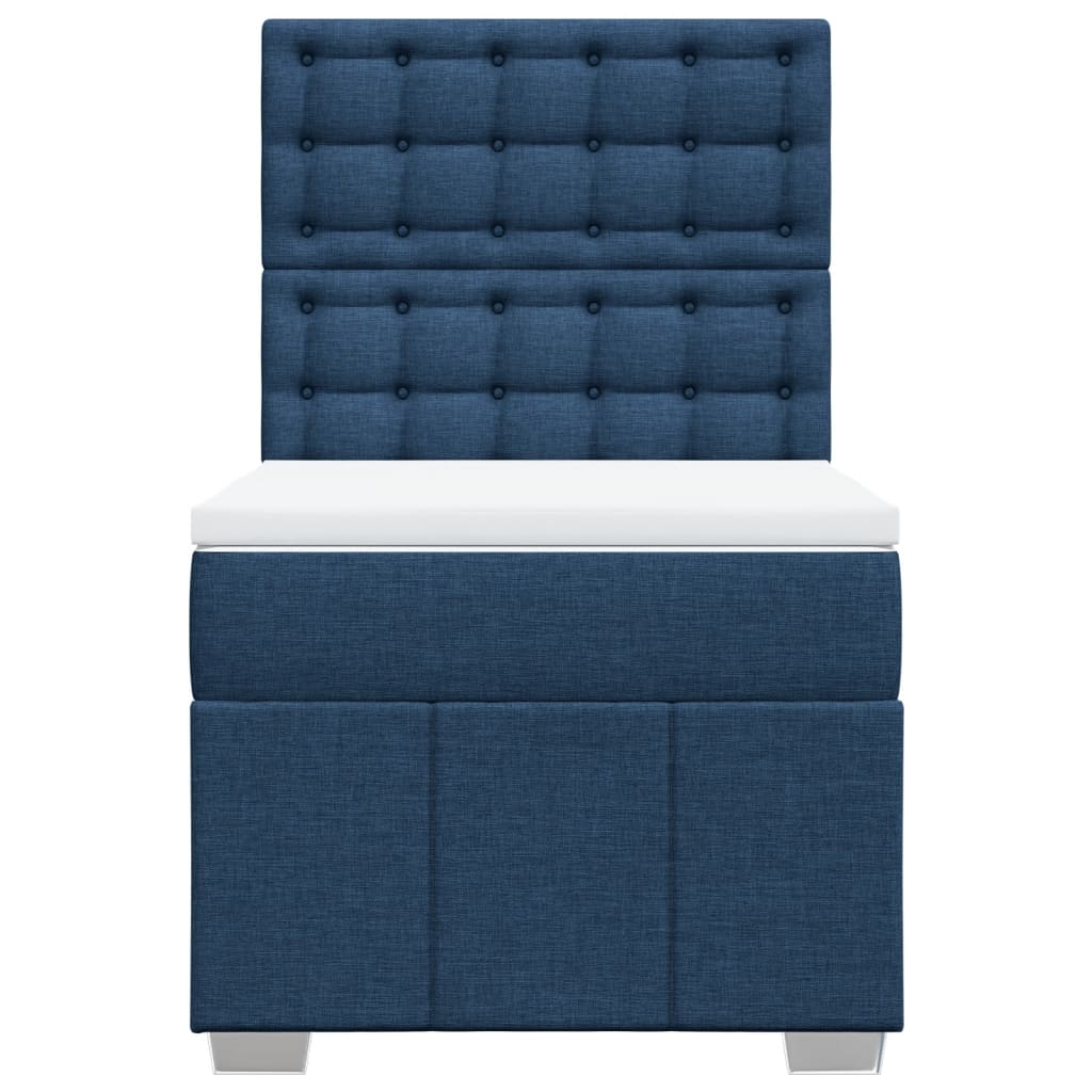 vidaXL Κρεβάτι Boxspring με Στρώμα Μπλε 90x200 εκ.Υφασμάτινο