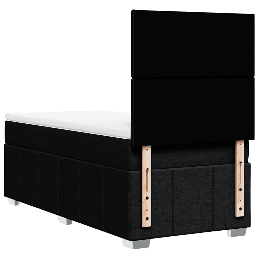 vidaXL Κρεβάτι Boxspring με Στρώμα Μαύρο 100 x 200 εκ. Υφασμάτινο