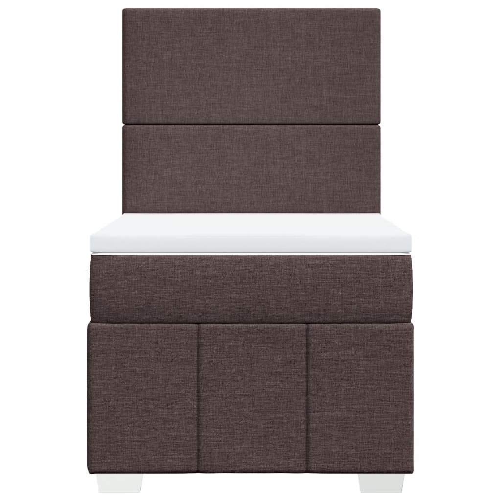 vidaXL Κρεβάτι Boxspring με Στρώμα Σκούρο Καφέ 100x200 εκ. Υφασμάτινο