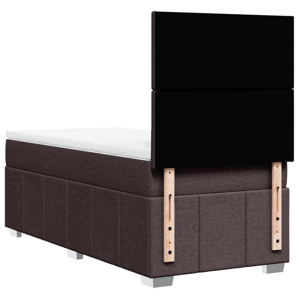 vidaXL Κρεβάτι Boxspring με Στρώμα Σκούρο Καφέ 100x200 εκ. Υφασμάτινο
