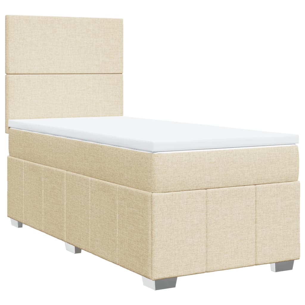 vidaXL Κρεβάτι Boxspring με Στρώμα Κρεμ 100 x 200 εκ. Υφασμάτινο