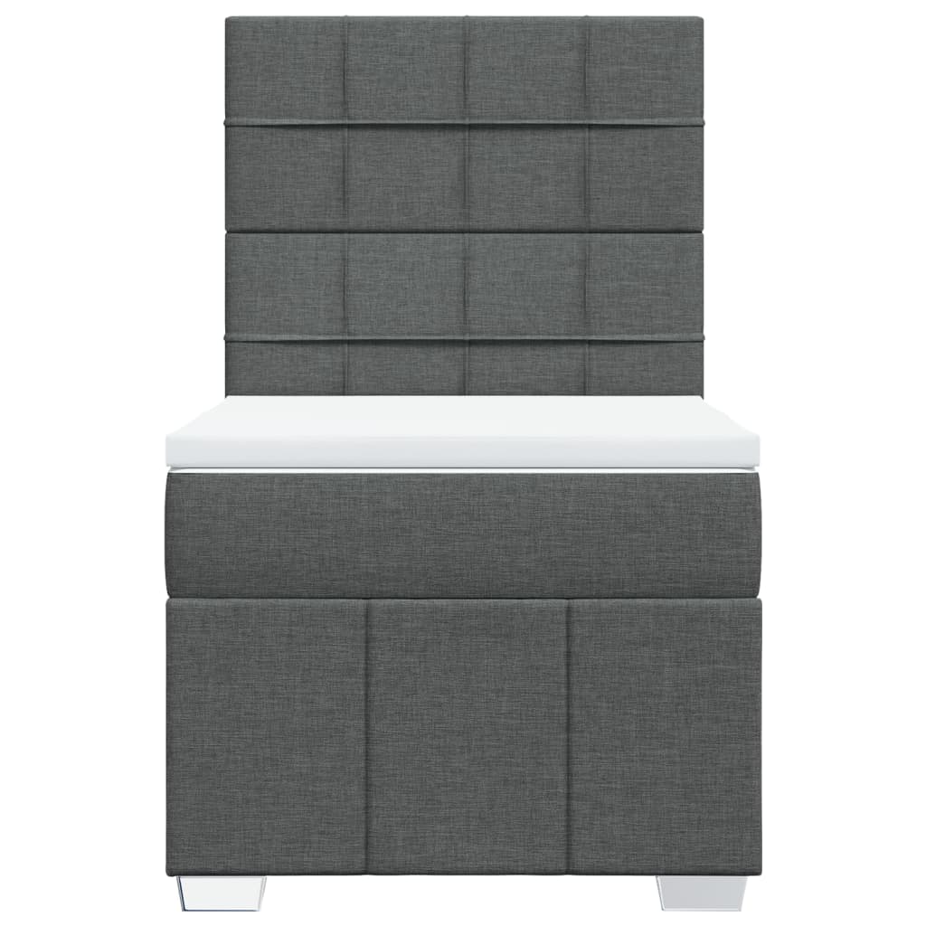 vidaXL Κρεβάτι Boxspring με Στρώμα Σκούρο Γκρι 100x200 εκ. Υφασμάτινο