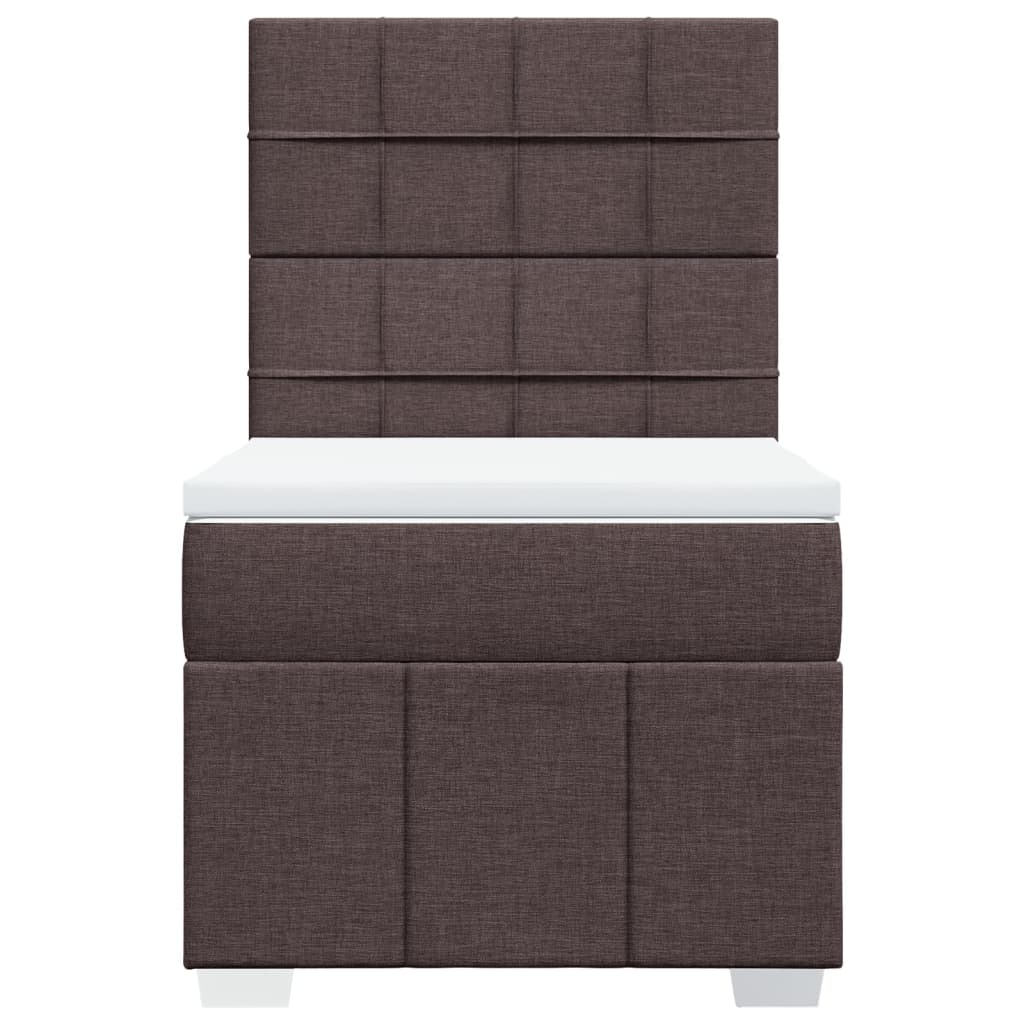 vidaXL Κρεβάτι Boxspring με Στρώμα Σκούρο Καφέ 100x200 εκ. Υφασμάτινο