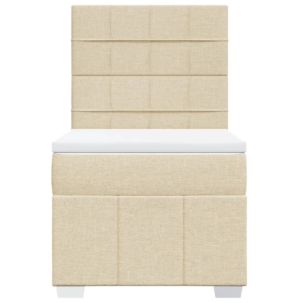 vidaXL Κρεβάτι Boxspring με Στρώμα Κρεμ 100 x 200 εκ. Υφασμάτινο