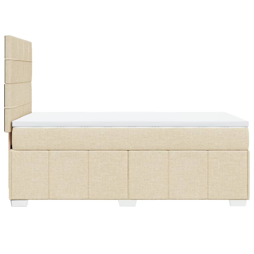 vidaXL Κρεβάτι Boxspring με Στρώμα Κρεμ 100 x 200 εκ. Υφασμάτινο