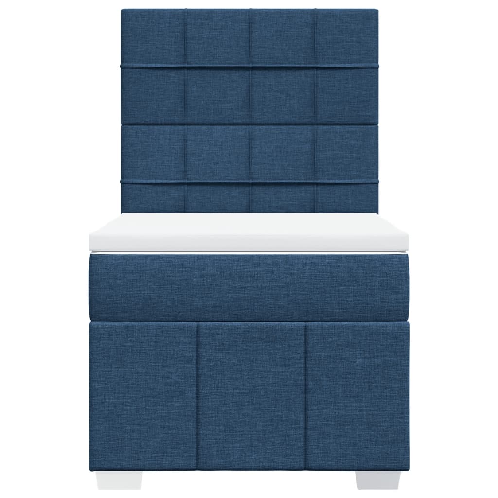 vidaXL Κρεβάτι Boxspring με Στρώμα Μπλε 100 x 200 εκ. Υφασμάτινο