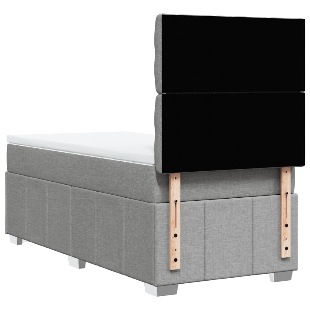 vidaXL Κρεβάτι Boxspring με Στρώμα Ανοιχτό Γκρι 100x200 εκ. Υφασμάτινο