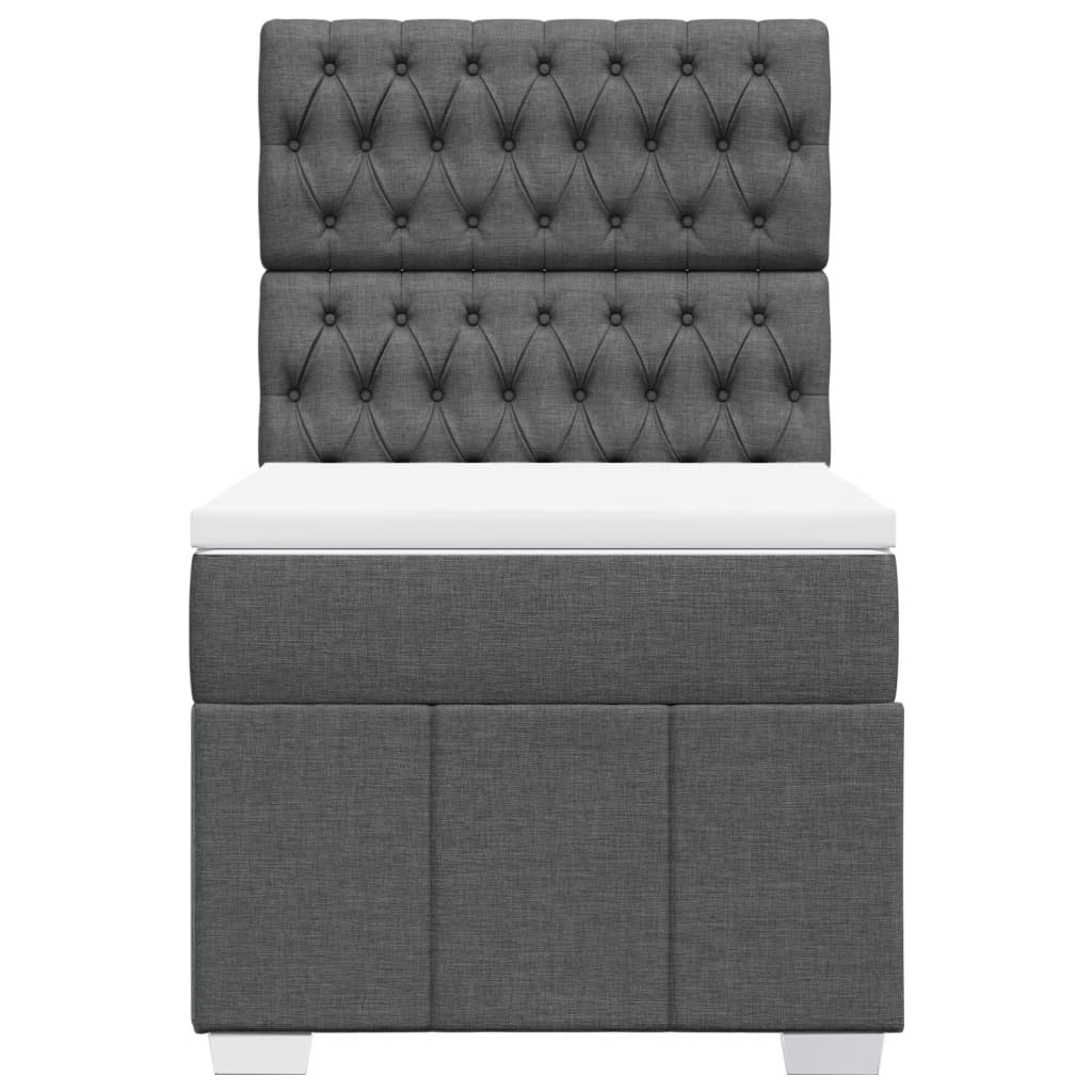 vidaXL Κρεβάτι Boxspring με Στρώμα Σκούρο Γκρι 100x200 εκ. Υφασμάτινο