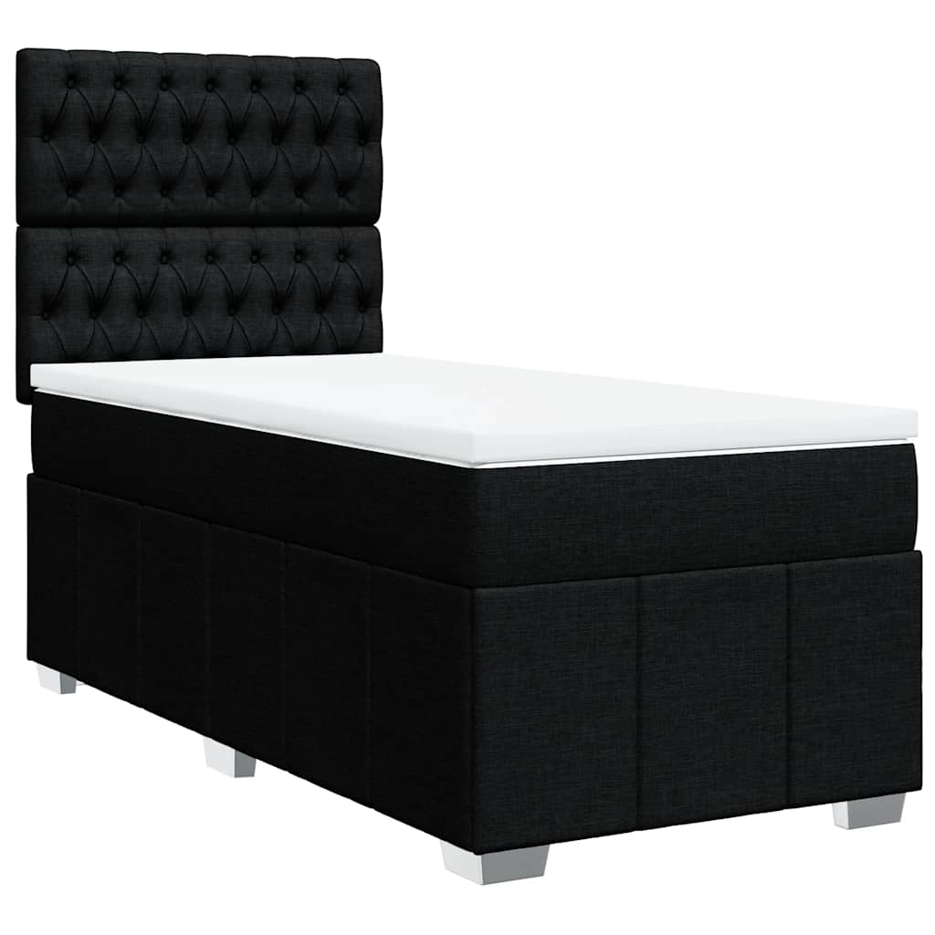 vidaXL Κρεβάτι Boxspring με Στρώμα Μαύρο 100 x 200 εκ. Υφασμάτινο