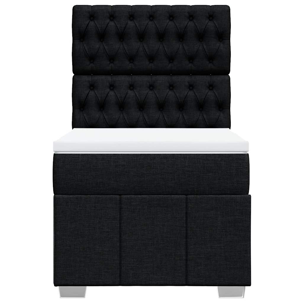 vidaXL Κρεβάτι Boxspring με Στρώμα Μαύρο 100 x 200 εκ. Υφασμάτινο