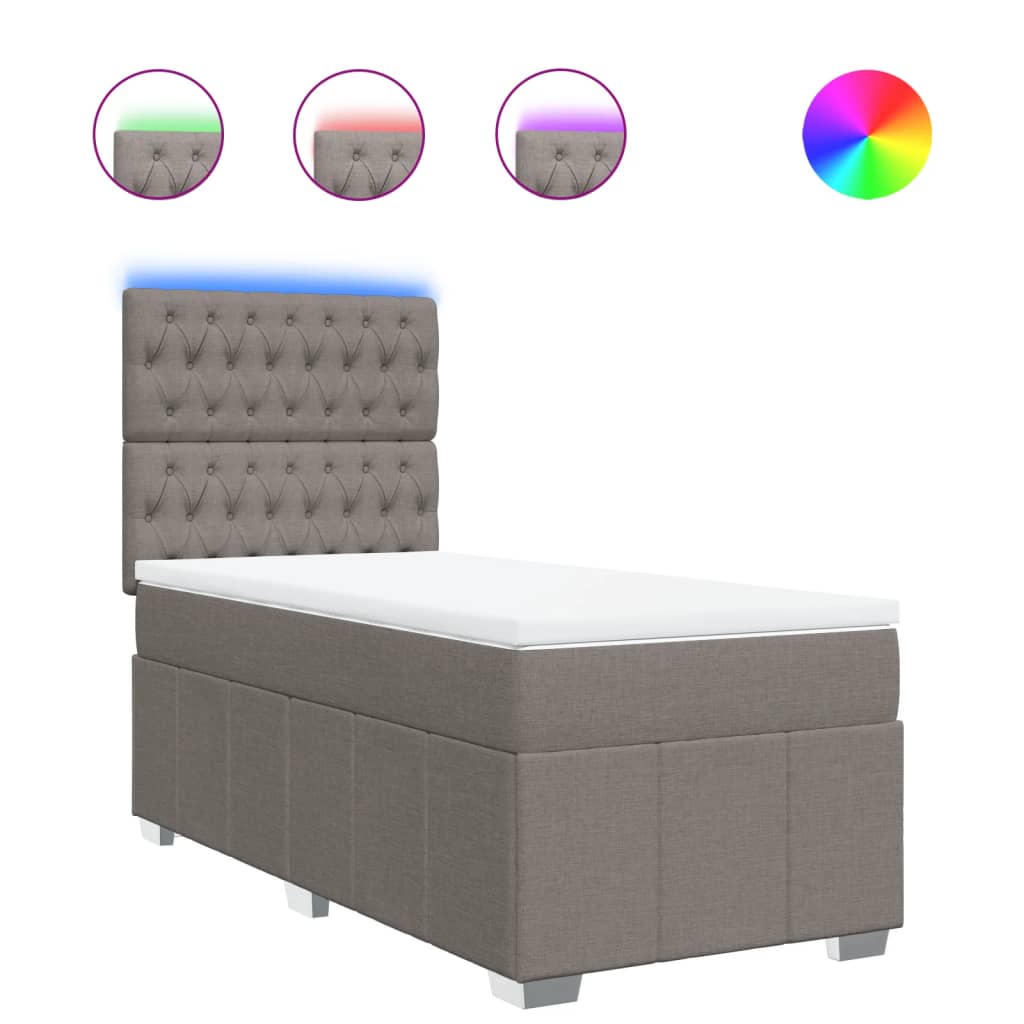 vidaXL Κρεβάτι Boxspring με Στρώμα Taupe 100 x 200 εκ. Υφασμάτινο