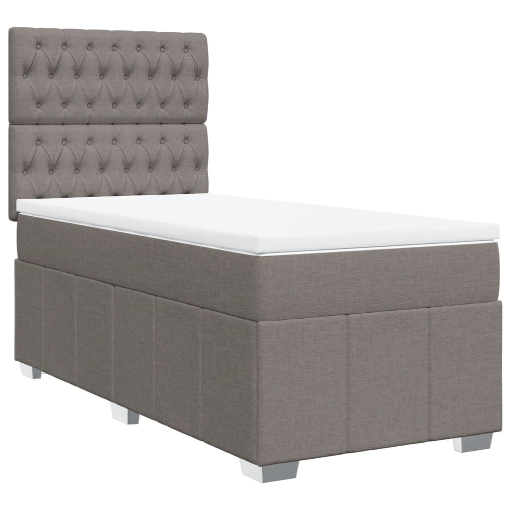 vidaXL Κρεβάτι Boxspring με Στρώμα Taupe 100 x 200 εκ. Υφασμάτινο