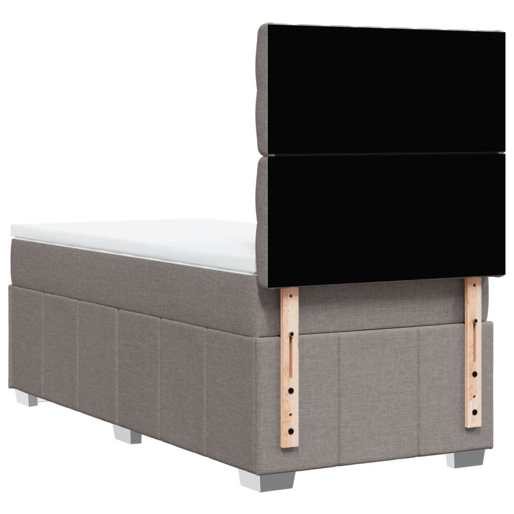 vidaXL Κρεβάτι Boxspring με Στρώμα Taupe 100 x 200 εκ. Υφασμάτινο