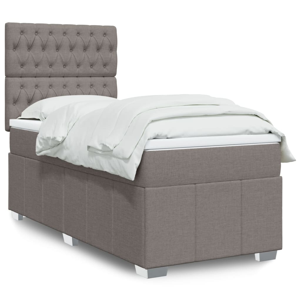 vidaXL Κρεβάτι Boxspring με Στρώμα Taupe 100 x 200 εκ. Υφασμάτινο