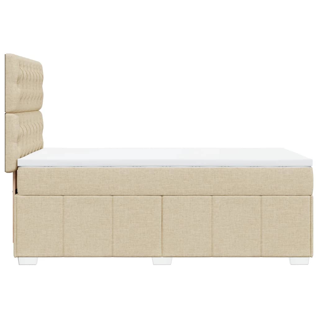 vidaXL Κρεβάτι Boxspring με Στρώμα Κρεμ 100 x 200 εκ. Υφασμάτινο