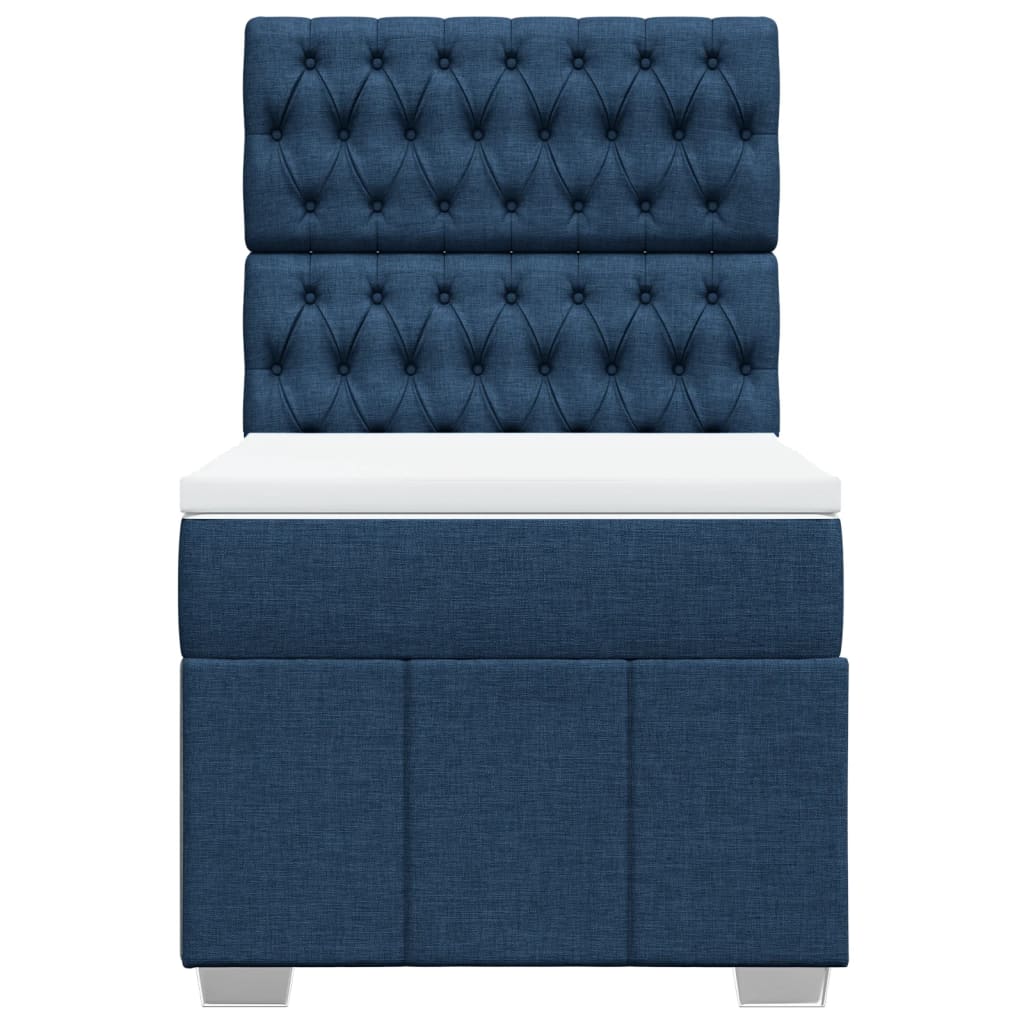 vidaXL Κρεβάτι Boxspring με Στρώμα Μπλε 100 x 200 εκ. Υφασμάτινο