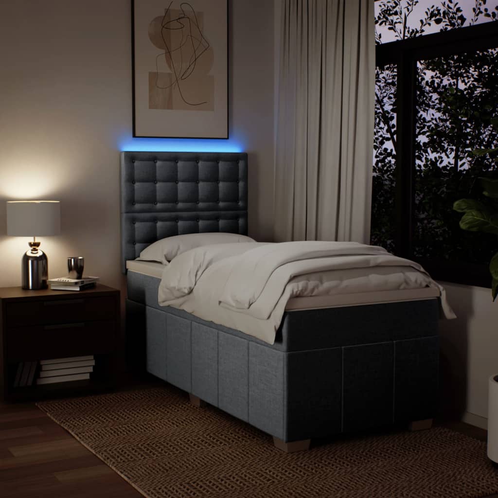 vidaXL Κρεβάτι Boxspring με Στρώμα Ανοιχτό Γκρι 100x200 εκ. Υφασμάτινο