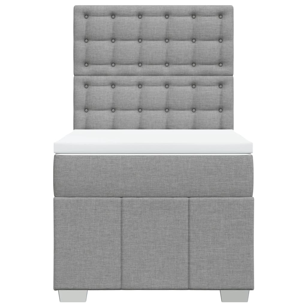 vidaXL Κρεβάτι Boxspring με Στρώμα Ανοιχτό Γκρι 100x200 εκ. Υφασμάτινο