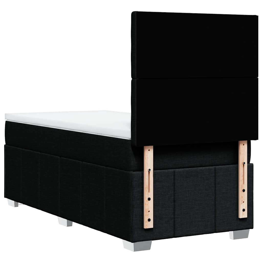 vidaXL Κρεβάτι Boxspring με Στρώμα Μαύρο 100 x 200 εκ. Υφασμάτινο