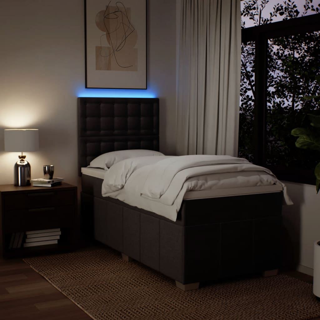 vidaXL Κρεβάτι Boxspring με Στρώμα Σκούρο Καφέ 100x200 εκ. Υφασμάτινο