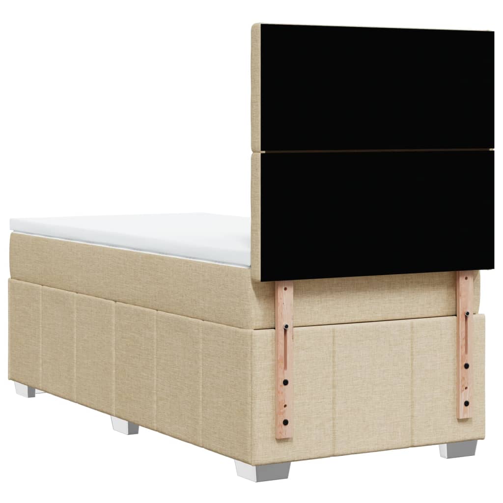 vidaXL Κρεβάτι Boxspring με Στρώμα Κρεμ 100 x 200 εκ. Υφασμάτινο