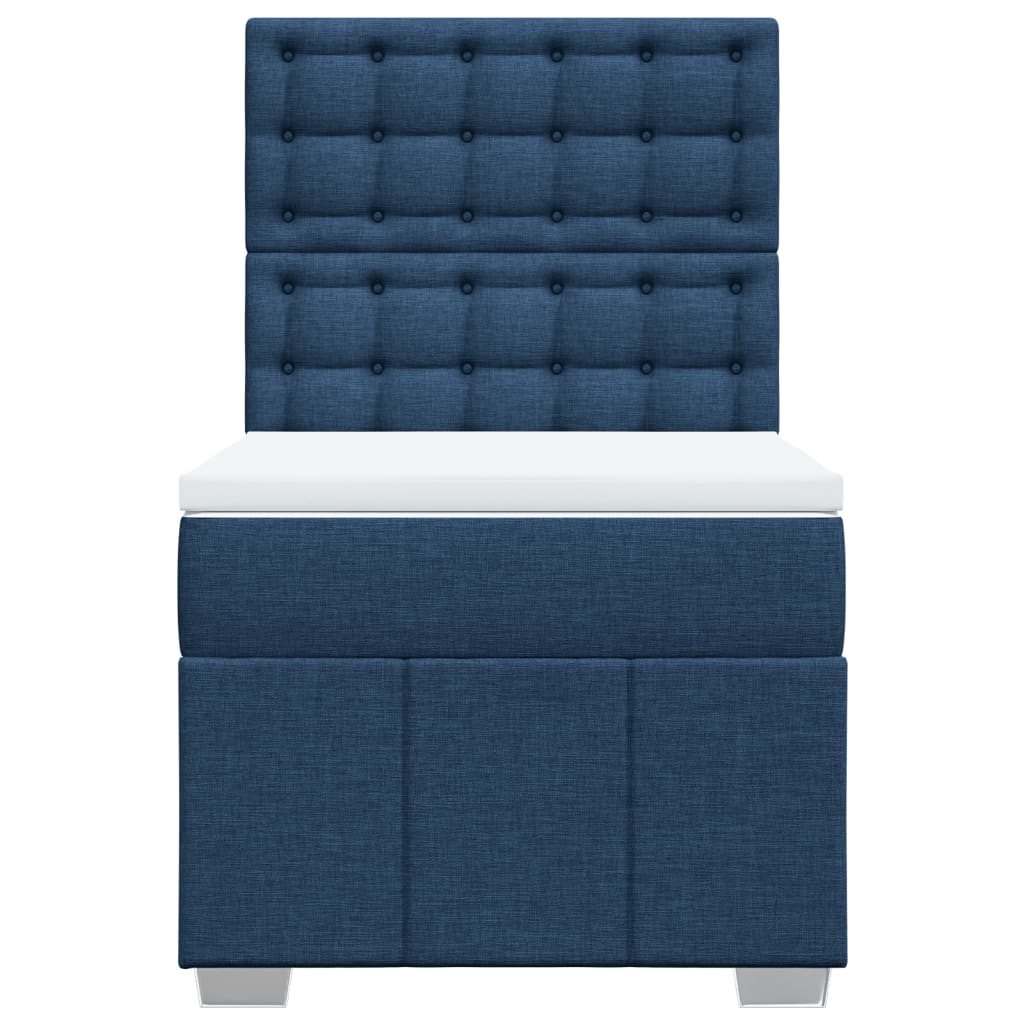 vidaXL Κρεβάτι Boxspring με Στρώμα Μπλε 100 x 200 εκ. Υφασμάτινο
