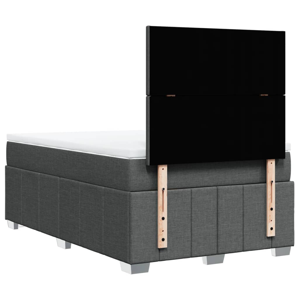 vidaXL Κρεβάτι Boxspring με Στρώμα Σκούρο Γκρι 120x190 εκ Υφασμάτινο