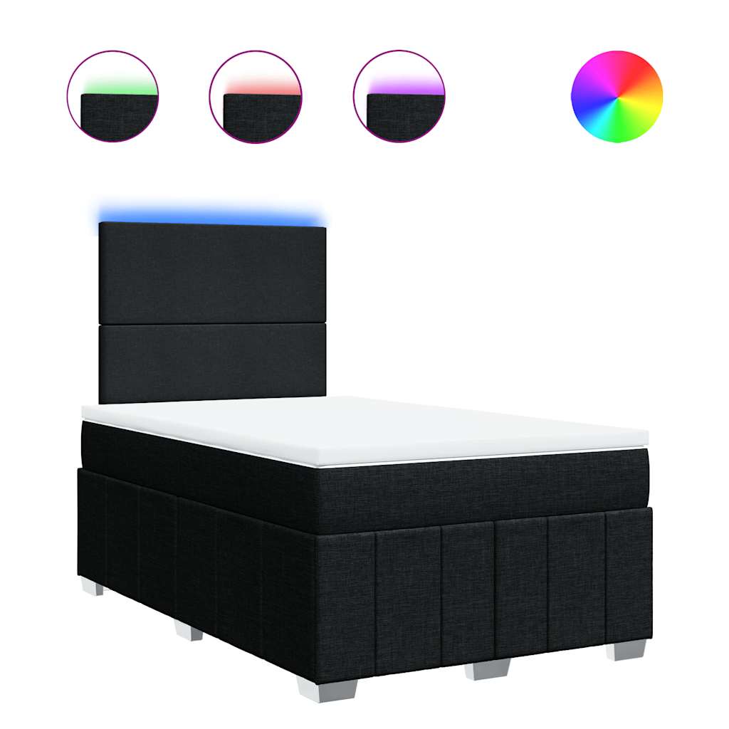 vidaXL Κρεβάτι Boxspring με Στρώμα Μαύρο 120x190 εκ. Υφασμάτινο