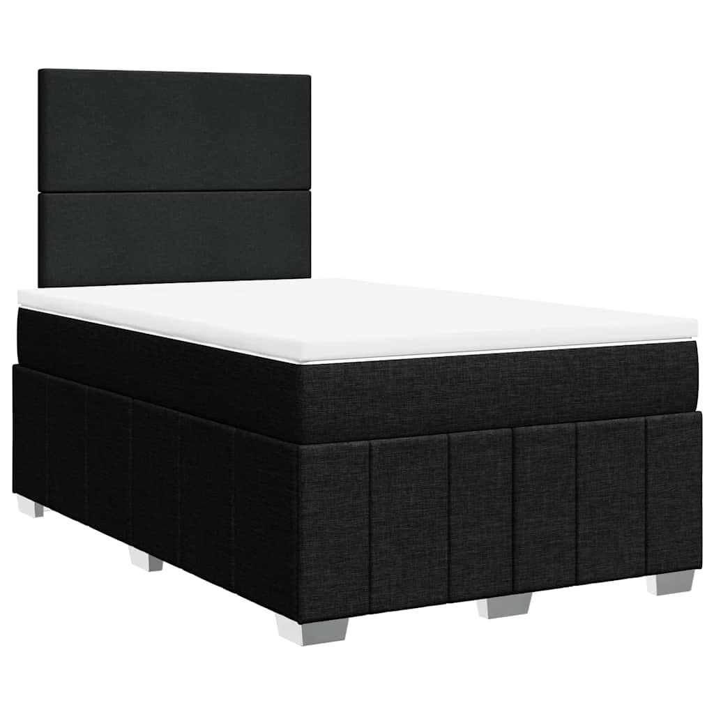 vidaXL Κρεβάτι Boxspring με Στρώμα Μαύρο 120x190 εκ. Υφασμάτινο