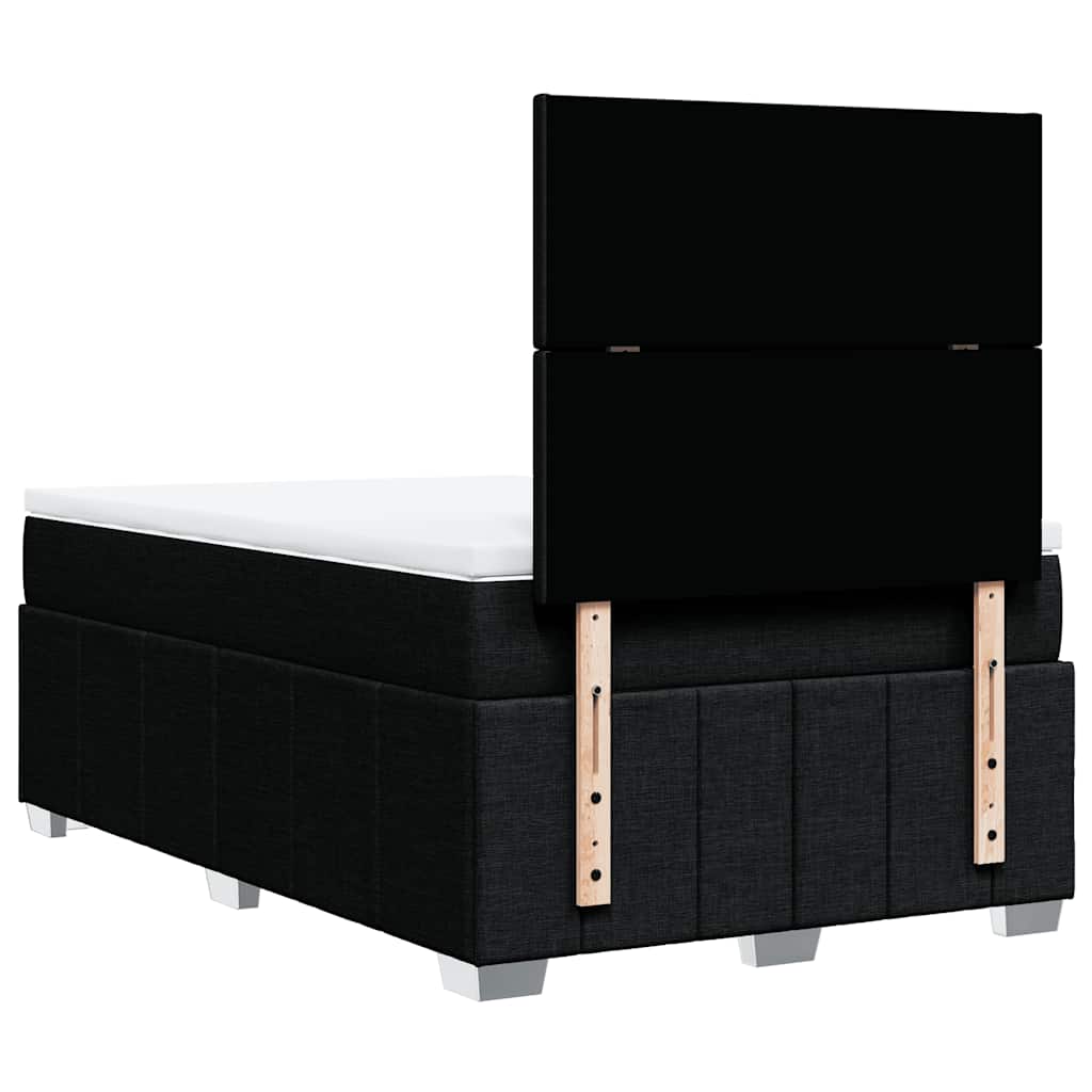 vidaXL Κρεβάτι Boxspring με Στρώμα Μαύρο 120x190 εκ. Υφασμάτινο