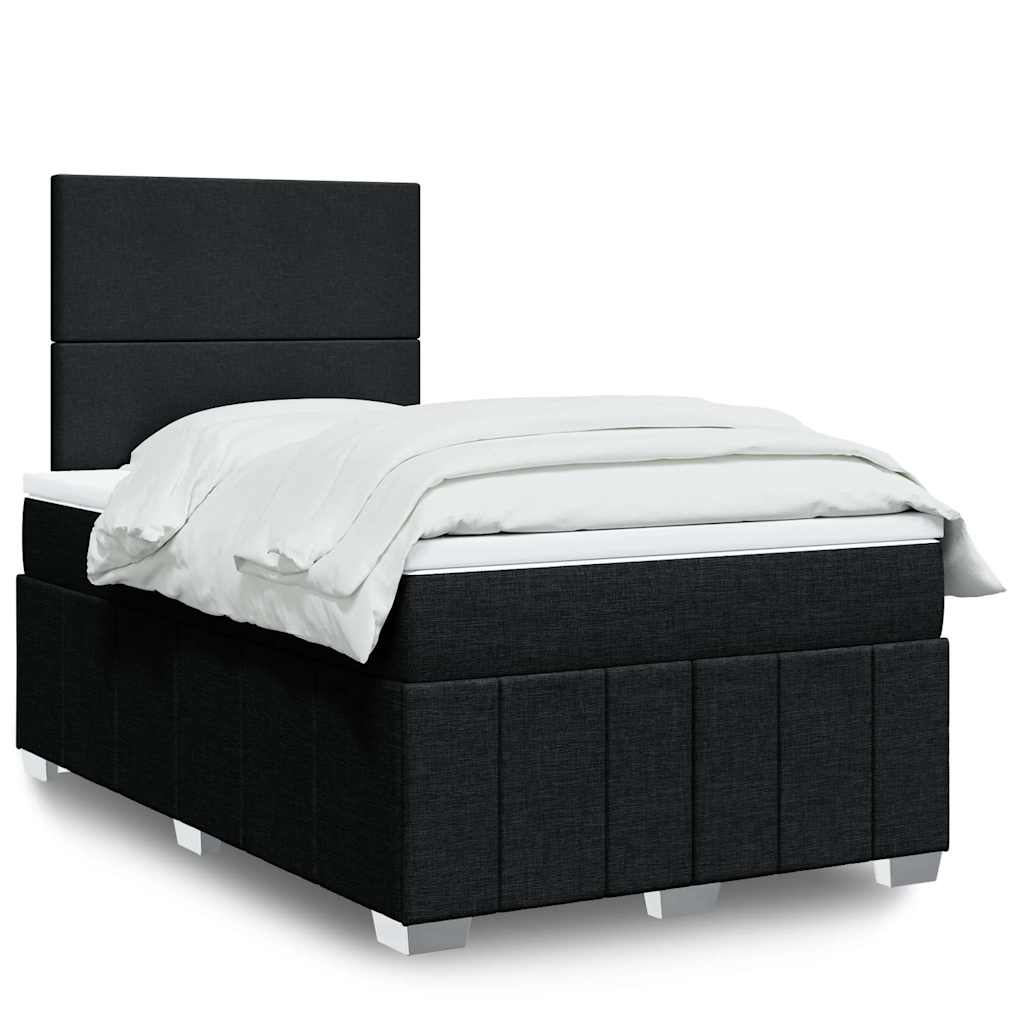 vidaXL Κρεβάτι Boxspring με Στρώμα Μαύρο 120x190 εκ. Υφασμάτινο