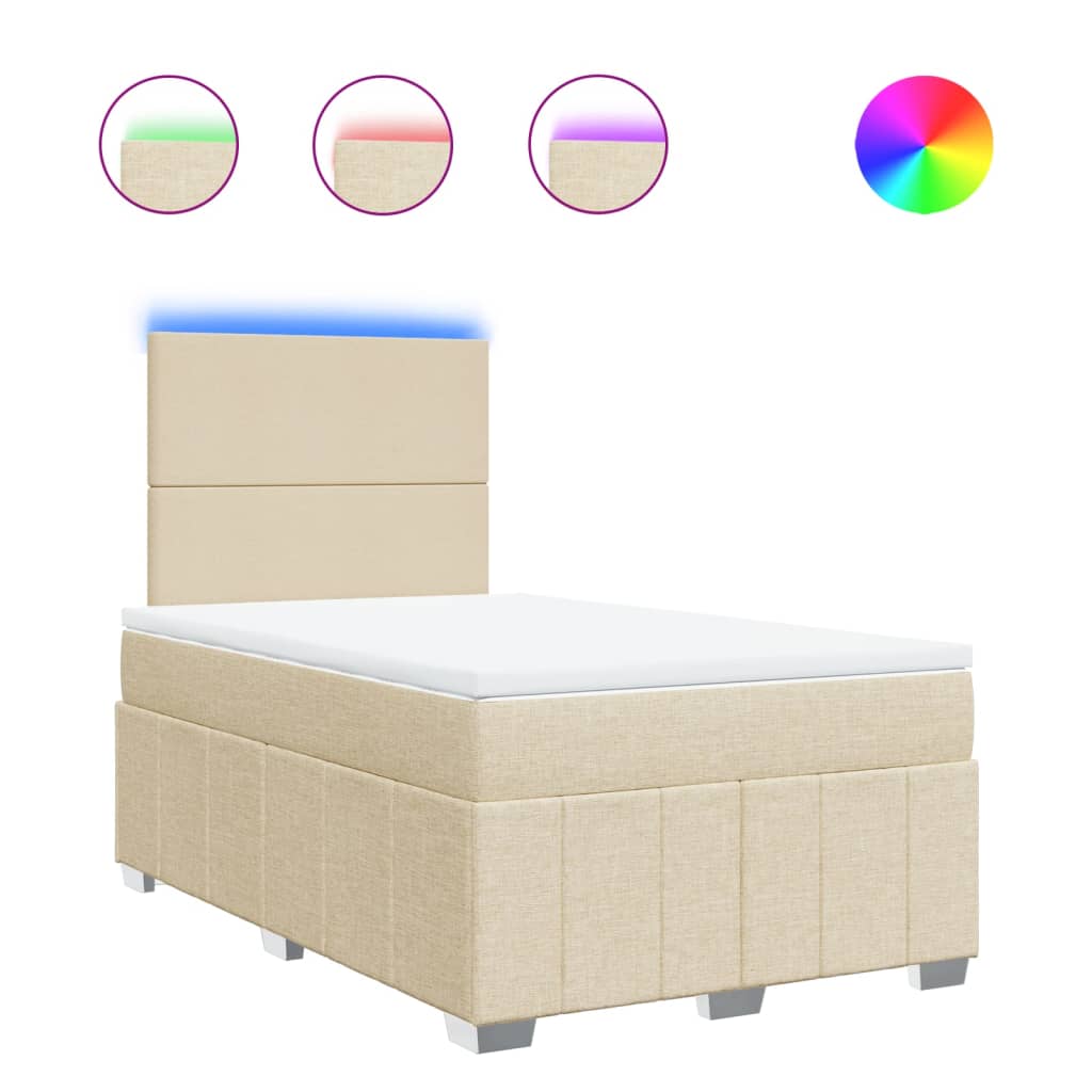vidaXL Κρεβάτι Boxspring με Στρώμα Κρεμ 120x190 εκ. Υφασμάτινο