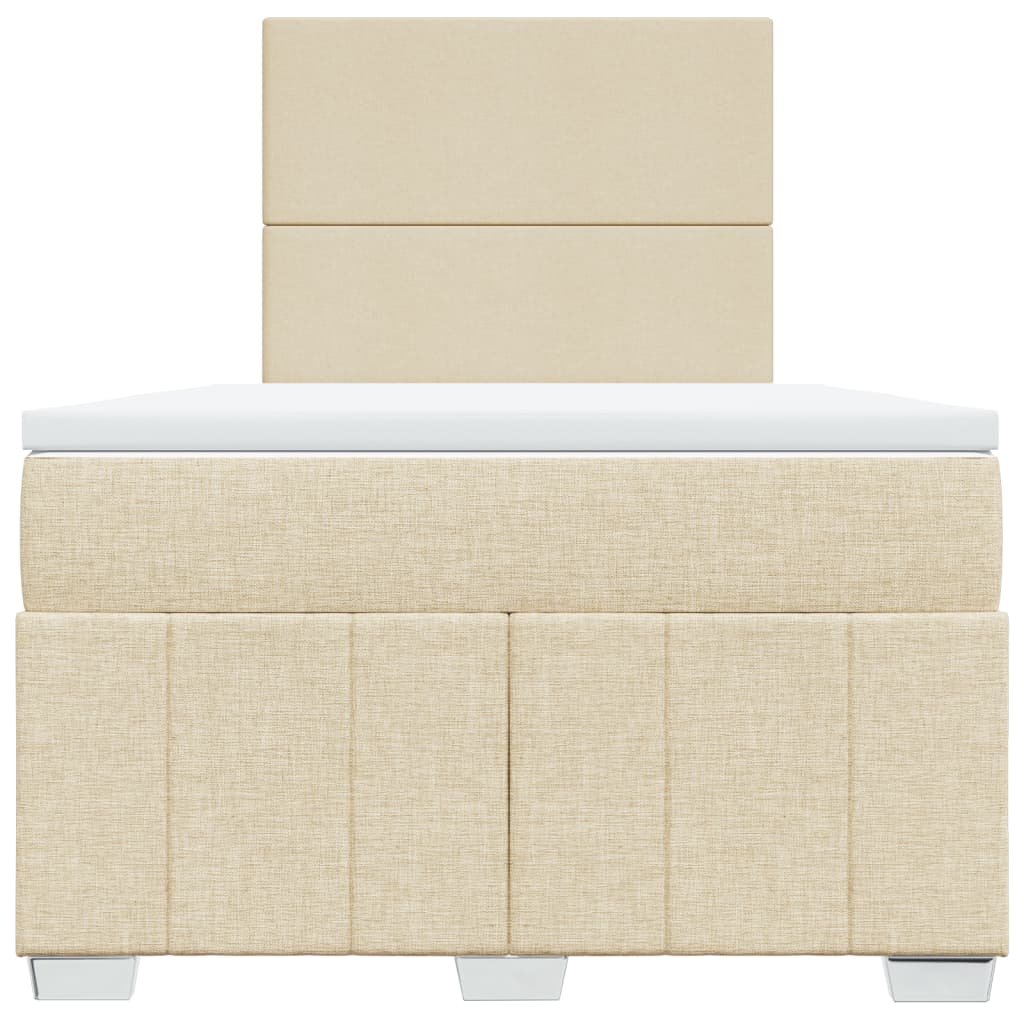 vidaXL Κρεβάτι Boxspring με Στρώμα Κρεμ 120x190 εκ. Υφασμάτινο