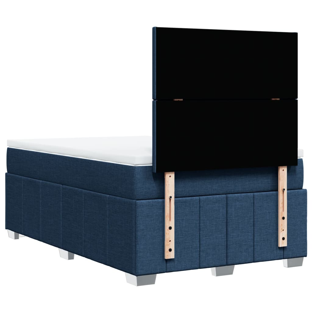vidaXL Κρεβάτι Boxspring με Στρώμα Μπλε 120x190 εκ. Υφασμάτινο