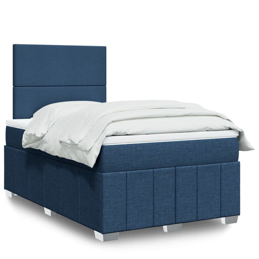 vidaXL Κρεβάτι Boxspring με Στρώμα Μπλε 120x190 εκ. Υφασμάτινο